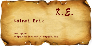 Kálnai Erik névjegykártya